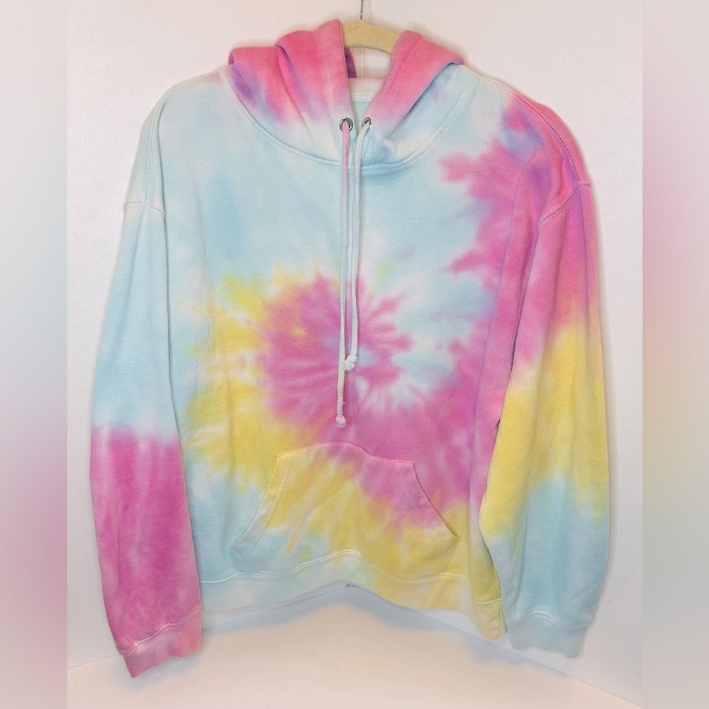 Women’s Dreamsicle Pastel Tie Dye Long Sleeve Hoodie Size Medium